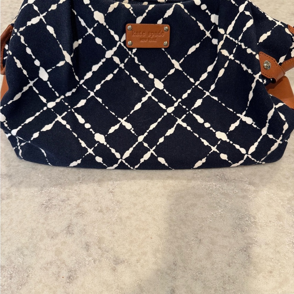 Kate Spade Blue and White Geometric Shoulder Bag